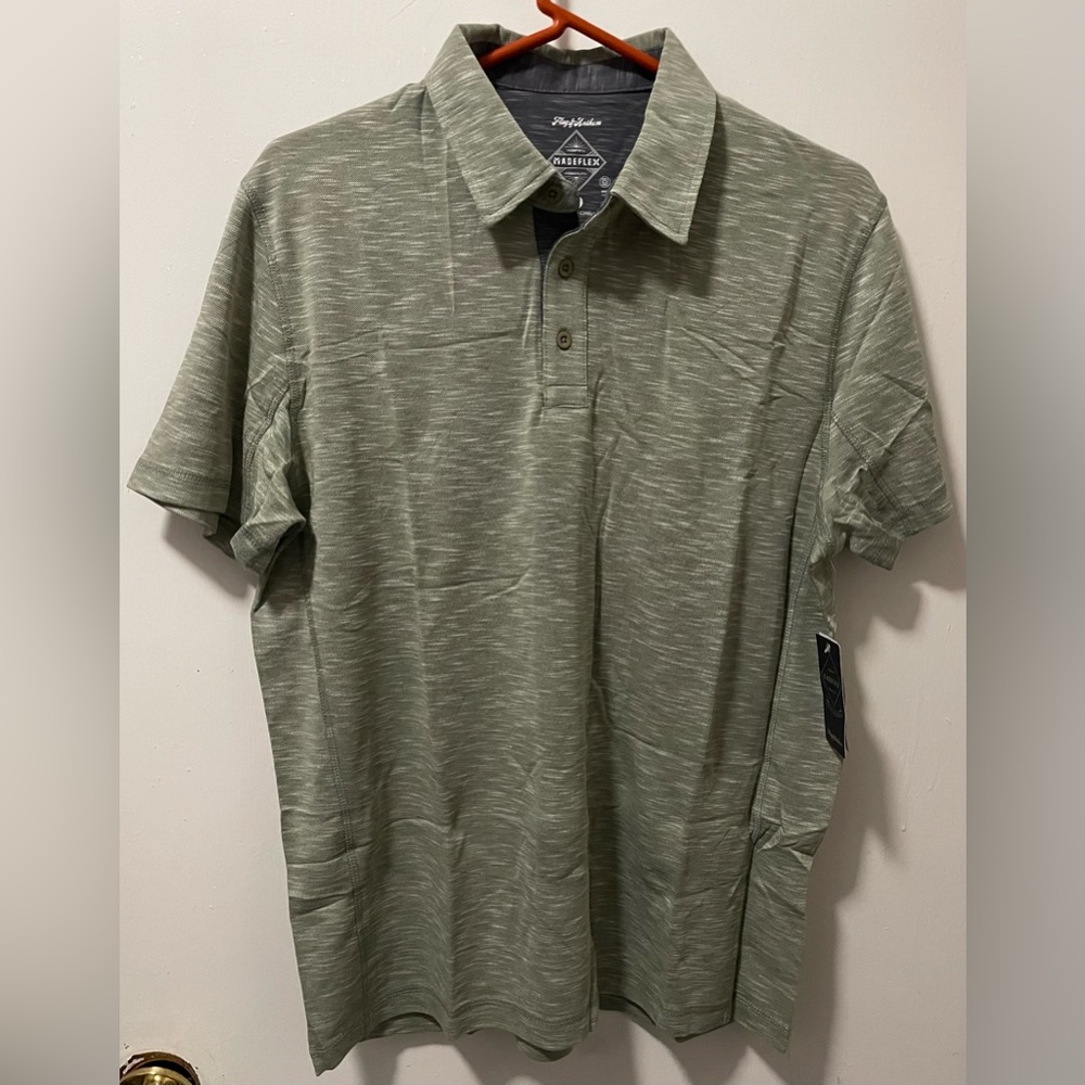 Flag & Anthem MadeFlex Men’s Olive Heather Short Sleeve Polo Shirt Size Medium M